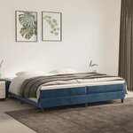 vidaXL Lit à sommier tapissier et matelas Bleu foncé 200x200cm Velours