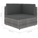 vidaXL Salon de jardin 6 Pièces avec coussins Gris Résine tressée
