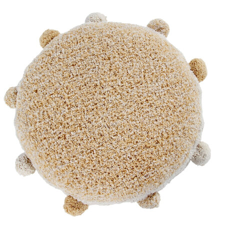 Coussin de sol à pompons miel Ø 48 cm
