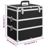 vidaXL Mallette à maquillage 37x24x40 cm Noir Aluminium