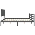 vidaXL Cadre de lit avec tête de lit gris 200x200 cm bois massif