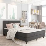 vidaXL Sommier tapissier Gris foncé Tissu 180x200 cm
