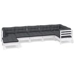 vidaXL Salon de jardin 7 Pièces avec coussins blanc bois de pin solide