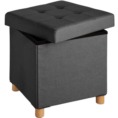 Tectake Pouf coffre de rangement pliable ALEA - gris foncé
