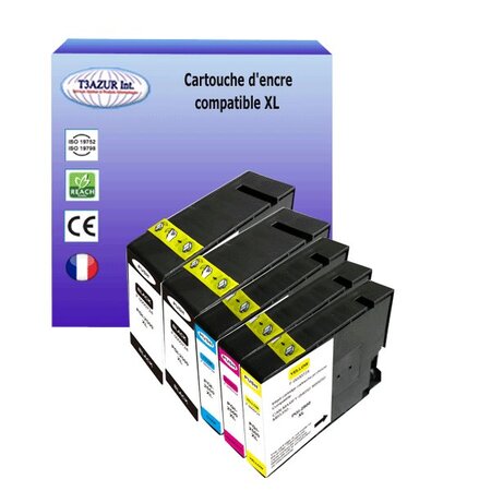 5 Cartouches compatibles avec Canon Maxify IB4050, IB4150, MB5050, MB5150, MB5155, MB5350, MB5450, MB5455 remplace Canon PGI-2500 XL - T3AZUR