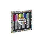 Bic marking box marqueurs indélébiles pointe ogive moyenne - couleurs assorties  boîte cadeau métal de 15
