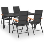vidaXL Ensemble de salle à manger de jardin 5 Pièces Noir et marron