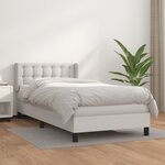 vidaXL Lit à sommier tapissier avec matelas Blanc 100x200cm Similicuir