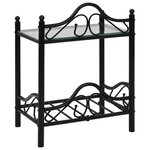 vidaXL Table de chevet Acier et verre trempé 45 x 30 5 x 60 cm Noir