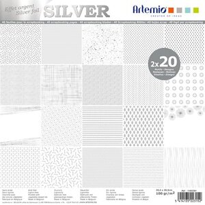 Bloc papier 30 cm Foil Argent 40 feuilles