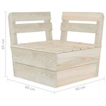vidaXL Canapé palette à 3 places de jardin Bois d'épicéa imprégné
