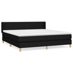 vidaXL Lit à sommier tapissier avec matelas Noir 180x200 cm Tissu