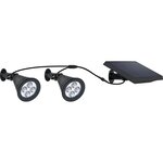 Double spot solaire relié avec panneau solaire déporté 2 en 1 a piquer ou a fixer éclairage puissant LED blanc dimmable FAMILY SPIKY