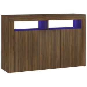 vidaXL Buffet avec lumières LED chêne marron 115 5x30x75 cm