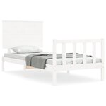 vidaXL Cadre de lit avec tête de lit blanc 90x200 cm bois massif