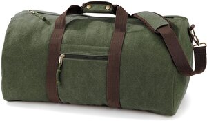 Sac de voyage toile look usé style vintage - vert militaire - qd613