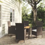vidaXL Salon d'extérieur 5 Pièces avec coussins Résine tressée Noir