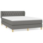 vidaXL Lit à sommier tapissier avec matelas Gris foncé 140x190cm Tissu