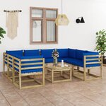 vidaXL Salon de jardin 9 Pièces avec coussins bois de pin imprégné