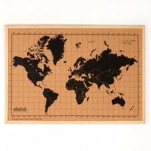 Milimetrado carte du monde liège et cadre bois noir et marron 70x50 cm