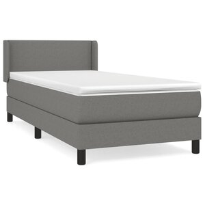 vidaXL Lit à sommier tapissier et matelas Gris foncé 90x190 cm Tissu