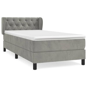 vidaXL Lit à sommier tapissier et matelas Gris clair 80x200 cm Velours