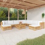 vidaXL Salon de jardin 11 Pièces avec coussins Bois de teck solide