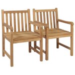 vidaXL Chaises de jardin 2 Pièces avec coussins vert Bois de teck massif