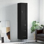 vidaXL Buffet haut Noir 34 5x34x180 cm Bois d'ingénierie