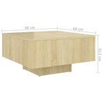 vidaXL Table basse Chêne sonoma 60x60x31 5 cm Aggloméré