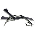 vidaXL Chaise longue avec oreiller Textilène Noir