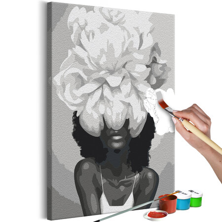 Tableau à peindre par soi-même - white flower l x h en cm 40x60