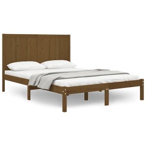 vidaXL Cadre de lit Marron miel Bois massif 120x190 cm Petit Double