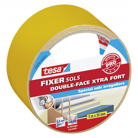 Rouleau ruban adhésif double face extra-fort spécial sols irréguliers tesa 5m x 50mm