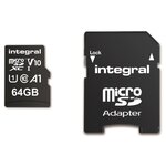 INTEGRAL MEMORY Micro SDXC 64GB Haute Vitesse 100MB/s de vitesse de transfert