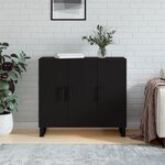 vidaXL Buffet noir 90x34x80 cm bois d'ingénierie