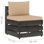 vidaXL Salon de jardin 7 Pièces avec coussins gris bois imprégné