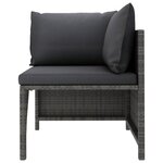vidaXL Salon de jardin 4 Pièces avec coussins Résine tressée Gris