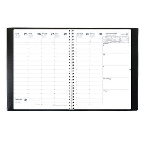 Agenda président spirale sans répertoire couv grainée noir 21 x 27 cm quovadis