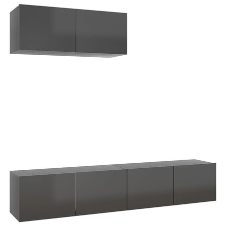 vidaXL Meubles TV 3 Pièces Gris brillant Aggloméré