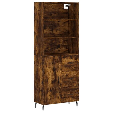 vidaXL Buffet haut Chêne fumé 69 5x34x180 cm Bois d'ingénierie