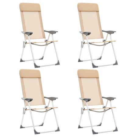 vidaXL Chaises de camping pliables 4 Pièces Crème Aluminium