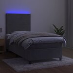 vidaXL Sommier tapissier matelas et LED Gris clair 100x200 cm Velours
