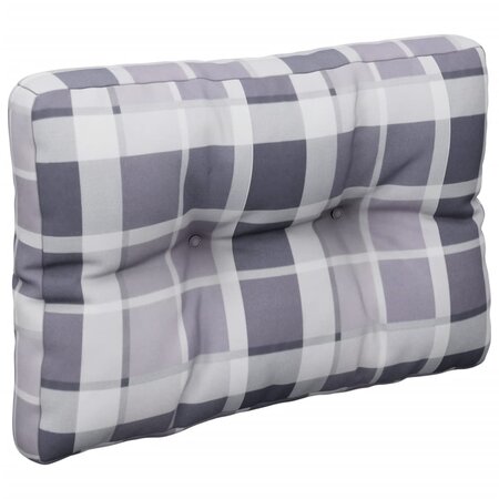vidaXL Coussin de palette motif à carreaux gris 60x40x12 cm tissu
