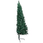 vidaXL Sapin de Noël artificiel moitié avec support vert 180 cm PVC
