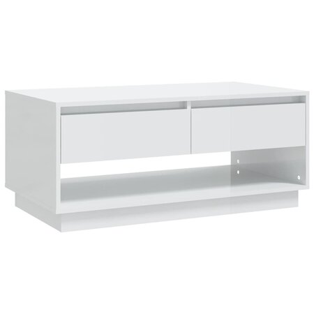 vidaXL Table basse Blanc brillant 102 5x55x44 cm Aggloméré