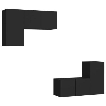 vidaXL Ensemble de meubles TV 4 Pièces Noir Aggloméré