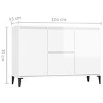 vidaXL Buffet Blanc brillant 104x35x70 cm Aggloméré