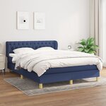 vidaXL Lit à sommier tapissier avec matelas Bleu 140x200 cm Tissu