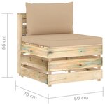 vidaXL Canapé de jardin 3 places avec coussins bois imprégné de vert